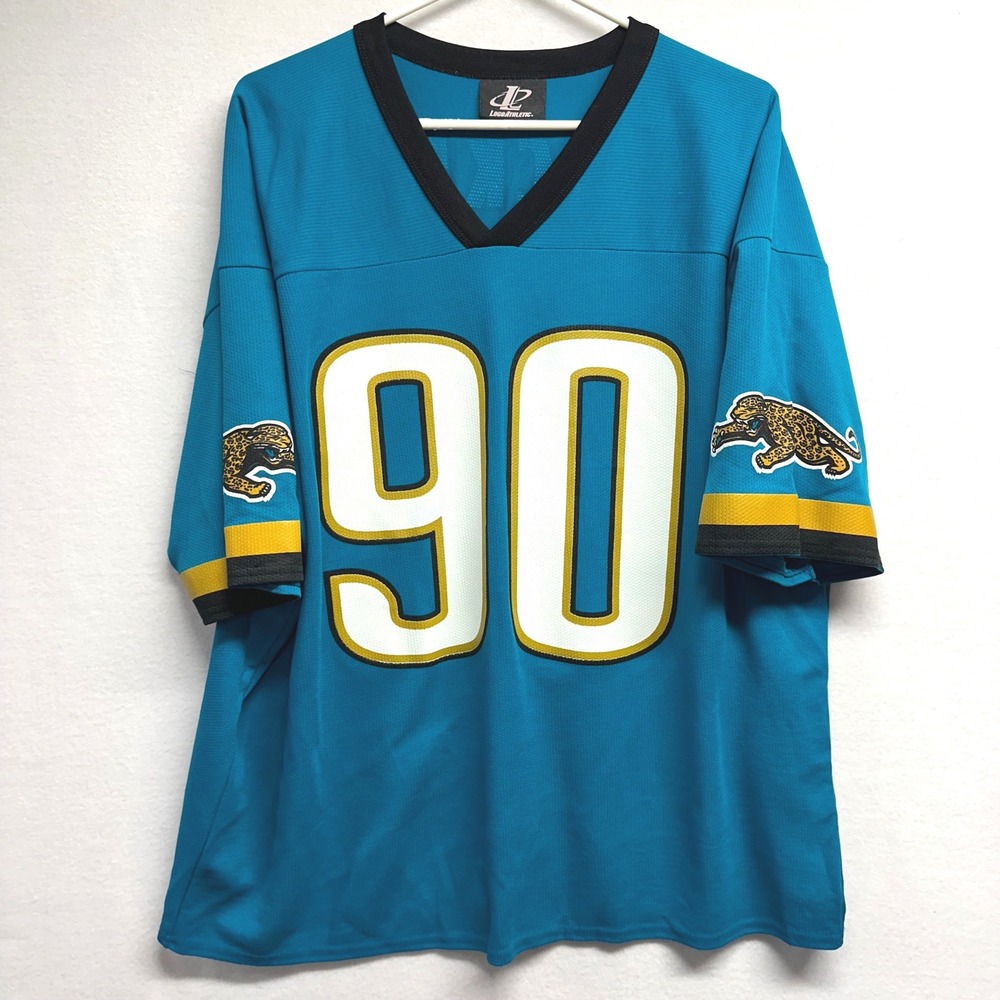 Vintage Jacksonville Jaguars Jersey Mens XL Tony Brackens 90 Logo Athletic Teal